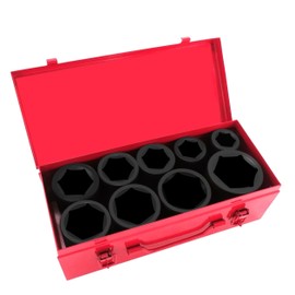 TONYNOL 1 Inch Drive Deep Impact Socket Set,9 Pieces,6-Point,SAE Sizes (1",1-1/8",1-1/14",1-3/8",1-1/2",1-5/8",1-3/4",1-7/8",2"),Cr-Mo Steel