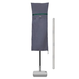 Sekey Double Parasol Protective Cover with Pole, Cover for Garden Umbrella with Ventilation Holes, Cover for Oval Parasol, Market Umbrella, Balcony Umbrella, 100% Polyester, Dark Grey