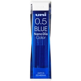 Mitsubishi Pencil Uni Nano Dia Color Lead, 0.02 inches (0.5 mm), Blue, Set of 5