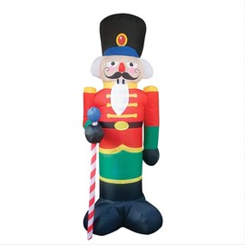 8 Foot Christmas Inflatable Nutcracker Soldier with Staff Outdoor Christmas Decoration