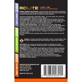 Rolite Ultra Fine Scratch Remover for Plastic & Acrylic Surfaces Including Marine Strataglass & Eisenglass, Headlights, Aquariums, 4oz,