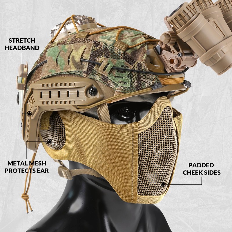 Airsoft Mask, Tactical Mask for Airsoft Paintball, Foldable Half Face