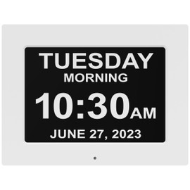 American Lifetime 【New 2024】 Dementia Clock Large Digital Clock for Seniors, Digital Clock with Custom Alarms, Clock with Day & Date for Elderly, Large Number Digital Clock White Extra Large