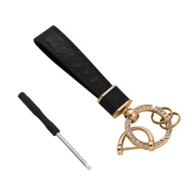 Tonecraft Key Chain, Elegant, Simple, Orthodox, Bag Charm, Popular, Stylish, Cute, Microfiber Leather, Glitter, Gold, Black