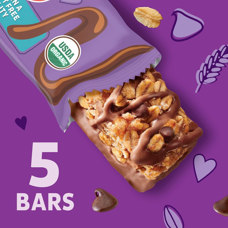 Annie's Organic Drizzle Granola Bars, Chocolate Chip, 5 Bars, 4.6