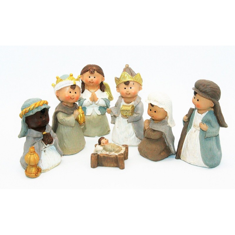 Geschenkestadl Nativity Figures Set of 7 Children's Face Figures up