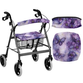 Rerteryuro Walkers for Seniors Cover Universal Fit Walker Accessories Butterfly Rollator Walkers for Seniors with Seat Cover Set Stretchable Protection Covers