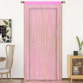 HSYLYM String Door Curtain Window Decorations Room Divider Room Decorations Single Curtain for Window,W35 xL96,Baby Pink