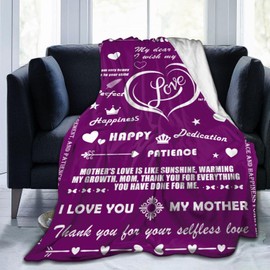Gifts for Mom, Birthday Gifts for Mom from Daughter Son, Mom Gifts, X mas Gifts for Mom, I Love You Mom Blanket, Super Soft Flannel Throw Blankets for Mother Day for Bed Sofa/Couch (60X50in)