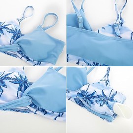 GRACE KARIN Girls' Swimming Costume Swimwear Blouse + Panties + Sarong Blue Green 7 Years, 08