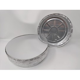Foglish Home & Garden 2 x 23cm 9" Aluminium Foil Round Pie Flan Quiche Dish Tray Container with Lids BBQ 23x23x4cm Airfryer Oven