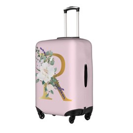 Flower Lette R Pink Luggage Cover Elastic Washable Stretch Suitcase Protector Anti-Scratch Travel Suitcase Cover for Kid and Adult L (25-28 inch suitcase)