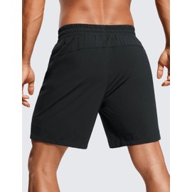 CRZ YOGA Pantalones Cortos Deportivos para Hombres con Forro Entrenamiento de Secado Rápido de 7 Pulgadas con Bolsillos Negro Chico