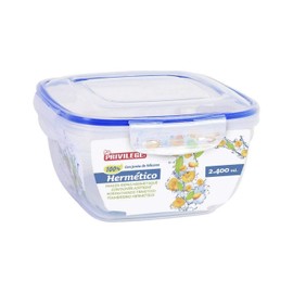 PRIVILEGE 63485 Square Glass Food Storage Container, Clear, One Size