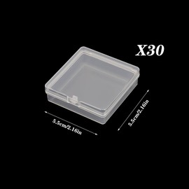 Prmape Pack of 30 Storage Boxes with Lids Small, 5.5 x 5.5 x 1.7 cm Rectangular Box, Rectangular Empty Mini Storage Box, Small Clear Plastic Beads Storage Container Box for Craft Accessories