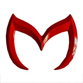 1 Pc Metal Evil 'M' Rear Trunk Badge Decal Emblem Glossy, Rear Trunk Evil M Emblem Logo Decor Badge Decal, Compatible with Mazda 3 6 CX MX Miata (Red)