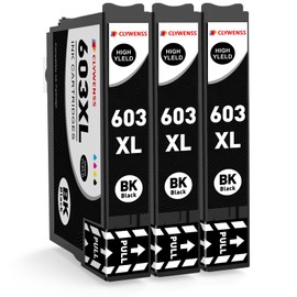 Clywenss 603 XL Ink Cartridge Compatible with Epson 603XL 603 XL Black for Expression Home XP2100 XP3100 XP4100 XP-2100 XP-3100 XP-4100 XP-2150 XP-3155 XP-4105 Workforce WF-2830 WF-2835 WF-2850 3-Pack