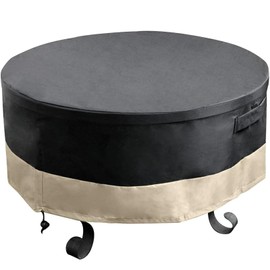 onlyfire φ76cm Full Coverage Round Fire Pit Cover with Drawstring and Toggle Closure, Black PVC,30" D x 12" H