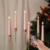 Eywamage Short Pink Flameless Taper Candles with Remote, Flickering Battery