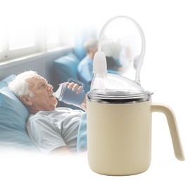 ACUDUDOMA Adult Spill Proof Cup for Elderly, 3 in 1 Stainless Steel Sippy Cup with Straw and 2 Lids, Suitable for Seniors Disabled Patients Limited Mobility, 13.5 OZ