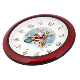 JUSTIME Fabulous 14-inch 12 Song of Carols of Christmas Santa Claus & Reindeer Melody Wall Clock, Quartz Home Wall Deco Clock (SD RED)