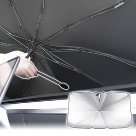 MAXWIN K-SSD06-L Car Sunshade, Umbrella Type, Folding, Large Size, Approx. 55.1 x 31.1 inches (140 x 79 cm), Compatible with Minivans, SUVs, Large Sedans, Etc