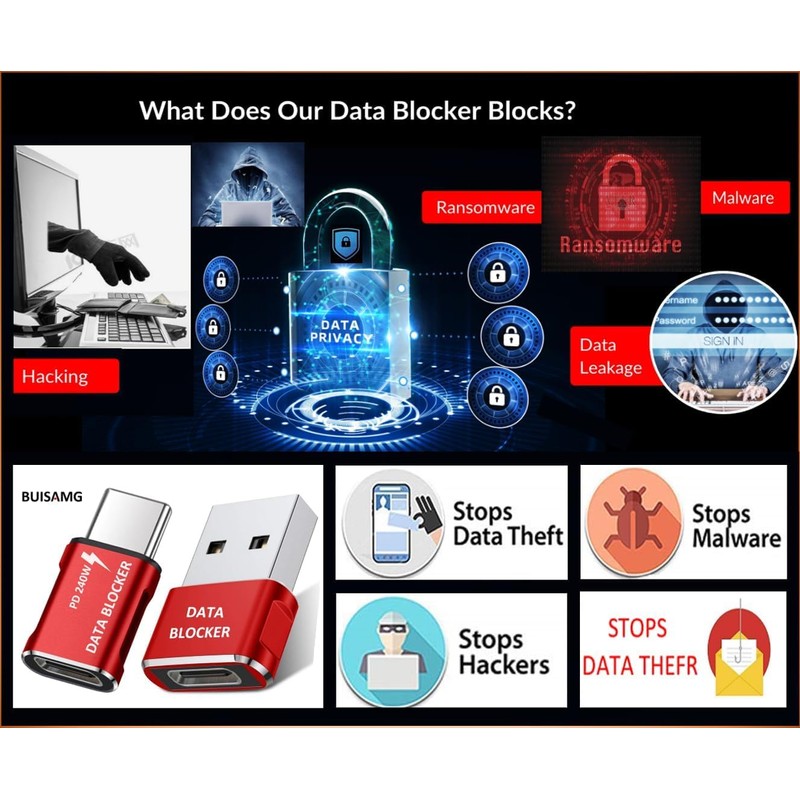 Data Blocker, USB C Data Blocker, Protect Against Juice Jacking,Prevent
