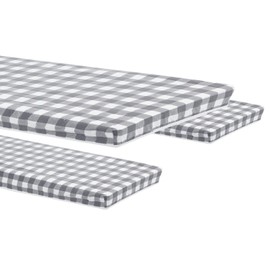 PATIKIL 72" x 30" Picnic Table Cover with Bench Covers, 3 Piece Set Waterproof Fitted Tablecloth Flannel Backing Elastic Edges for Rectangle Table, Grey