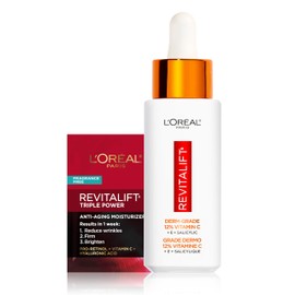 LOreal Paris Revitalift Suero de vitamina C con vitamina E y ácido salicílico, hidratante, suavizante e iluminador, no graso, combate los primeros... 