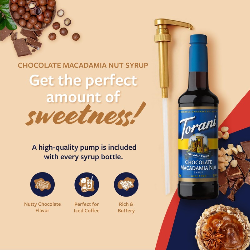 Torani Sugar Free Coffee Syrup, Chocolate Macadamia Nut Flavored Syrup
