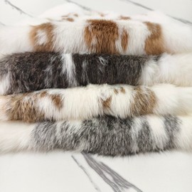 Bulk Craft Rabbit Pelt Fur Skin (4-Pack) - Premium Rabbit Fur Hide Pelts for Decor, Cat/Dog Toys, Sewing & Crafts Natural Spotted