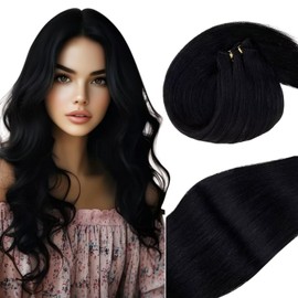 Vivien Weft Extensions, Real Hair, Remy Weft Extensions, Real Hair, Black, 60 cm, #1, 100 g
