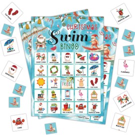 FTRZX Swim Christams Bingo Cards, Luau Summer Party Bingo Cards for Adults, Hawaiian Bingo Games for Birthday Party Beach Party, 24 Players Party Activity Favor Decoration Supplies, 02