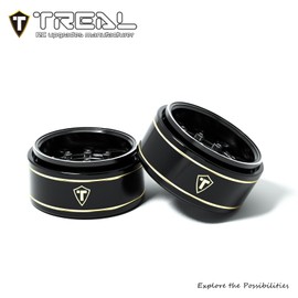 TREAL 1.0 Beadlock Wheels Deep Dish Rims (4P) for SCX24 AX24 FCX24 TRX4M 1/24 1/18 Crawler Car-Type F(Black)