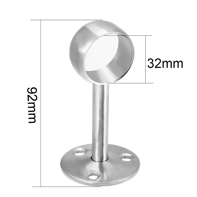 uxcell Wardrobe Pipe Bracket, 32mm Dia, 92mm Height, Wall Mounted