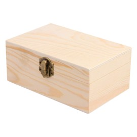 Healifty Unfinished Wood Jewelry Box Wooden Box with Lid and Locking Clasp DIY Craft Storage Case for Jewelry Gift Home Wedding Centerpiece Decoration (Rectangle)