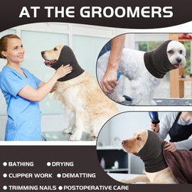 Nanaki Quiet Dog Head Cover- No Shake Ear Wrap Headband Calming Hoodie for Dogs, Snood Pet Ear Protector Cover Muffs for Anxiety Relief, Noise Protection Grooming Bathing