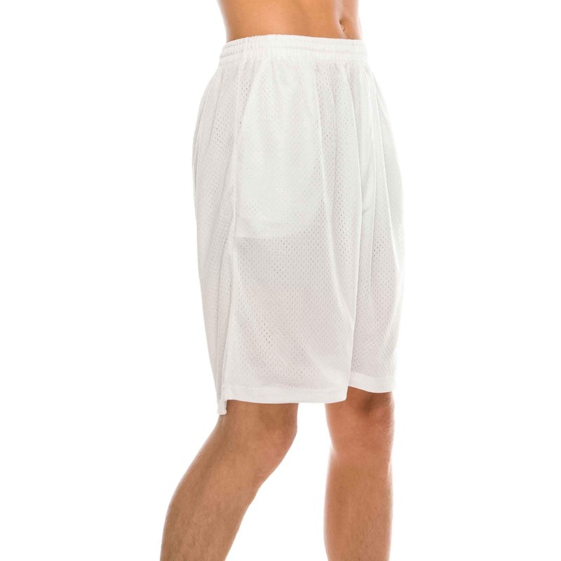Mens Plain Mesh Shorts, X-Large, White