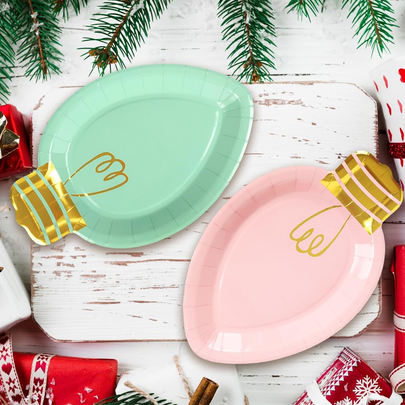 40 Pcs Christmas Paper Plate Disposable Plates Boho Gold Foil