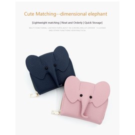 EILB Wallet Card Holder, RFID Blocking Purse,Cute Elephant Small Minimalist Leather Credit for Women, Girls, Ladies (Blue)