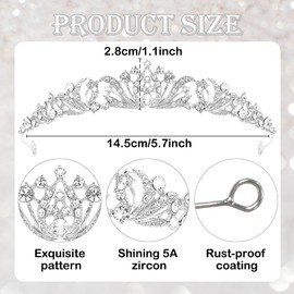 Women's Wedding Princess Tiara, Princess Tiara, Crystal Crown, Bridal Tiaras, Wedding Tiaras, Suitable for Weddings, Engagements, Birthday Parties, Dance Events
