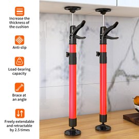 2Pack Cabinet Jacks for Installing Cabinets, Adjustable Support Pole 12" to 24" Premium Steel Support Rod, Third Hand Tool for Installation for Drywall Jack& Cargo Bars, 132 LB Capacity