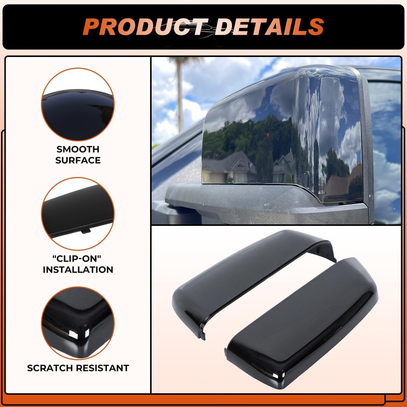 ACLONG Tow Mirror Cover Caps Glossy Black Left & Right