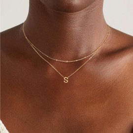 LEXODY Gold Initial Necklaces for Women, 14k Gold Plated Round Letter A-Z Pendant Necklace Trendy Capital Monogram Necklace Dainty Name Pendant Necklace for Women Jewelry Gifts