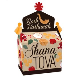 Big Dot of Happiness Rosh Hashanah - Treat Box Party Favors - Jewish New Year Goodie Gable Boxes - Set of 12
