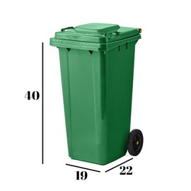 Mix.Home 32 Gallon Green Wheeled Rectangular Outdoor Trash Can with Lid - Heavy-Duty, Easy Mobility Garbage Bin for Patio, Garden, and Commercial Use, Durable Waste Container with Secure Lid