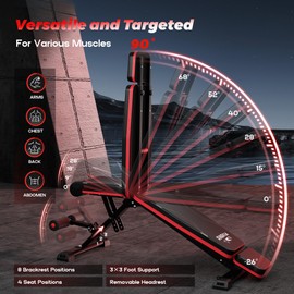 FLYBIRD Adjustable Weight Bench Fits up to 6'5'', 750LBS Capacity for Full Body Workout, 27LBS Sturdy Foldable Bench Press for Home Gym, 5X Stable Lifting Bench Incline Decline Flat Dumbbell Exercise