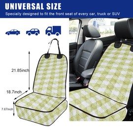 Ziciner Car Front Seat Dog Cover, 600D Waterproof Auto Seat Protector Against Fur & Dirt, Durable Anti-Scratch Non-Slip Seat Pet Cover, Universal Vehicle Accessories for Car Truck SUV (Green)
