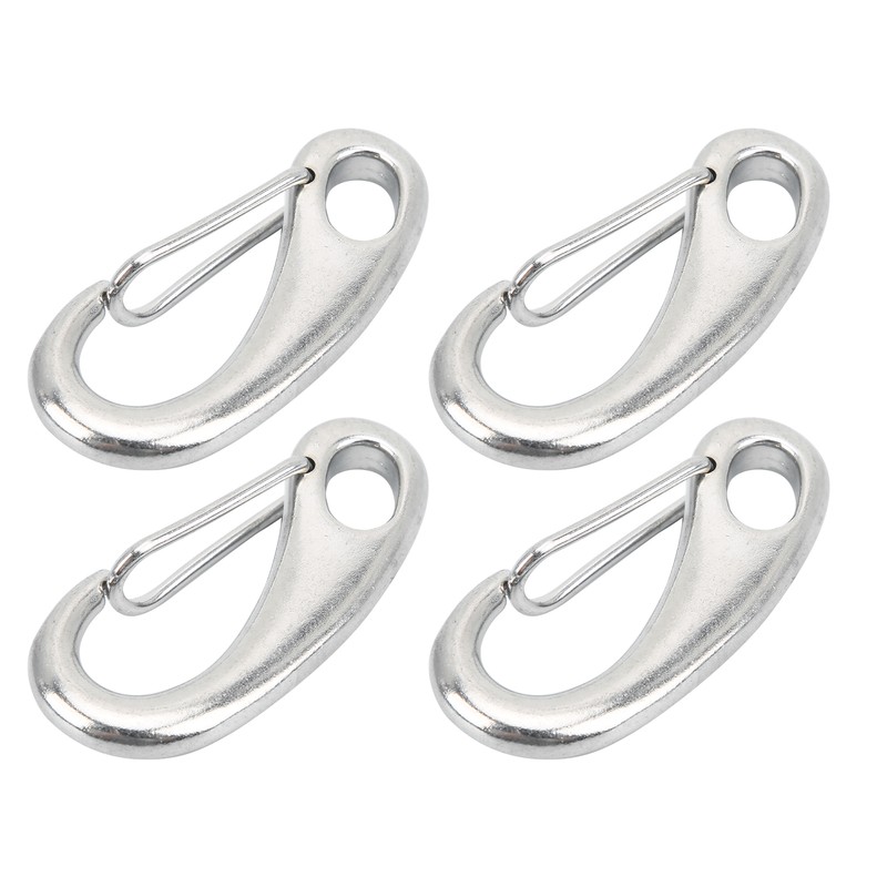 4pcs 100mm Heavy Duty Snap Rope Hook Stainless Steel Spring