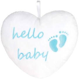BRUBAKER XXL Teddy Bear 40 Inches with Hello Baby Heart for Newborn Boys - Plush Toy - Light Blue